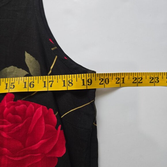 Units Vintage Black Floral Rayon V-Neck Sleeveless Casual Maxi Large - Picture 8 of 9